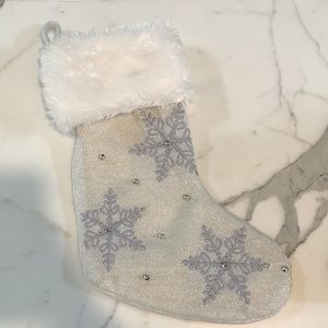 Ivory and Silver Snowflake Stocking